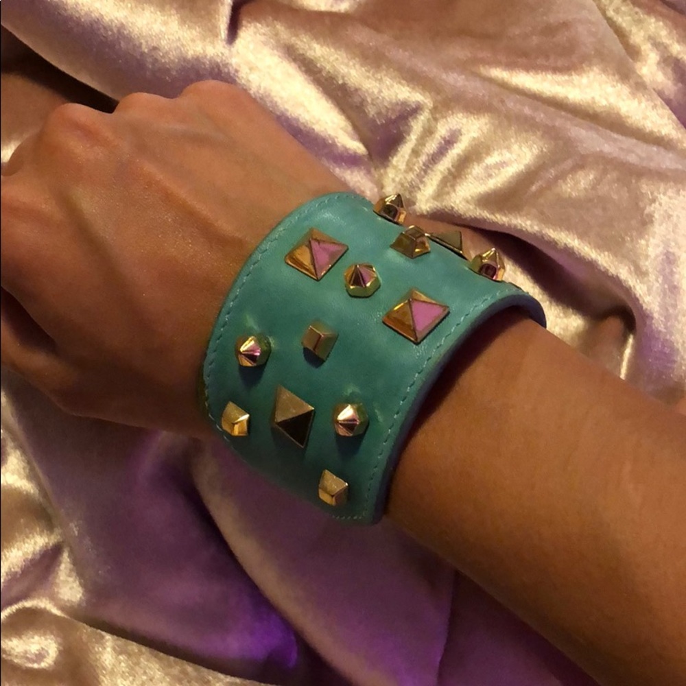 Vince Camuto aqua blue cuff bracelet with gold